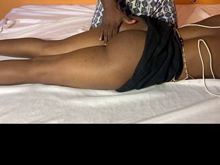 Found my African stepsister on my bed with mini skirt