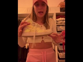 Cute Brunette OF Babe @gigimaxofficial Toilet Vintage Kinky Red Leather Dress Uncensored Haul Vlog