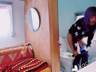peeing in a vintage airstream